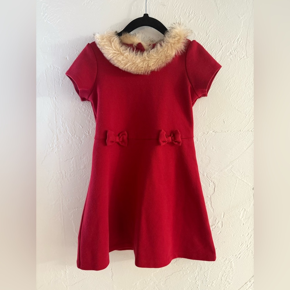 Gymboree Red Dress with Faux Fur Collar